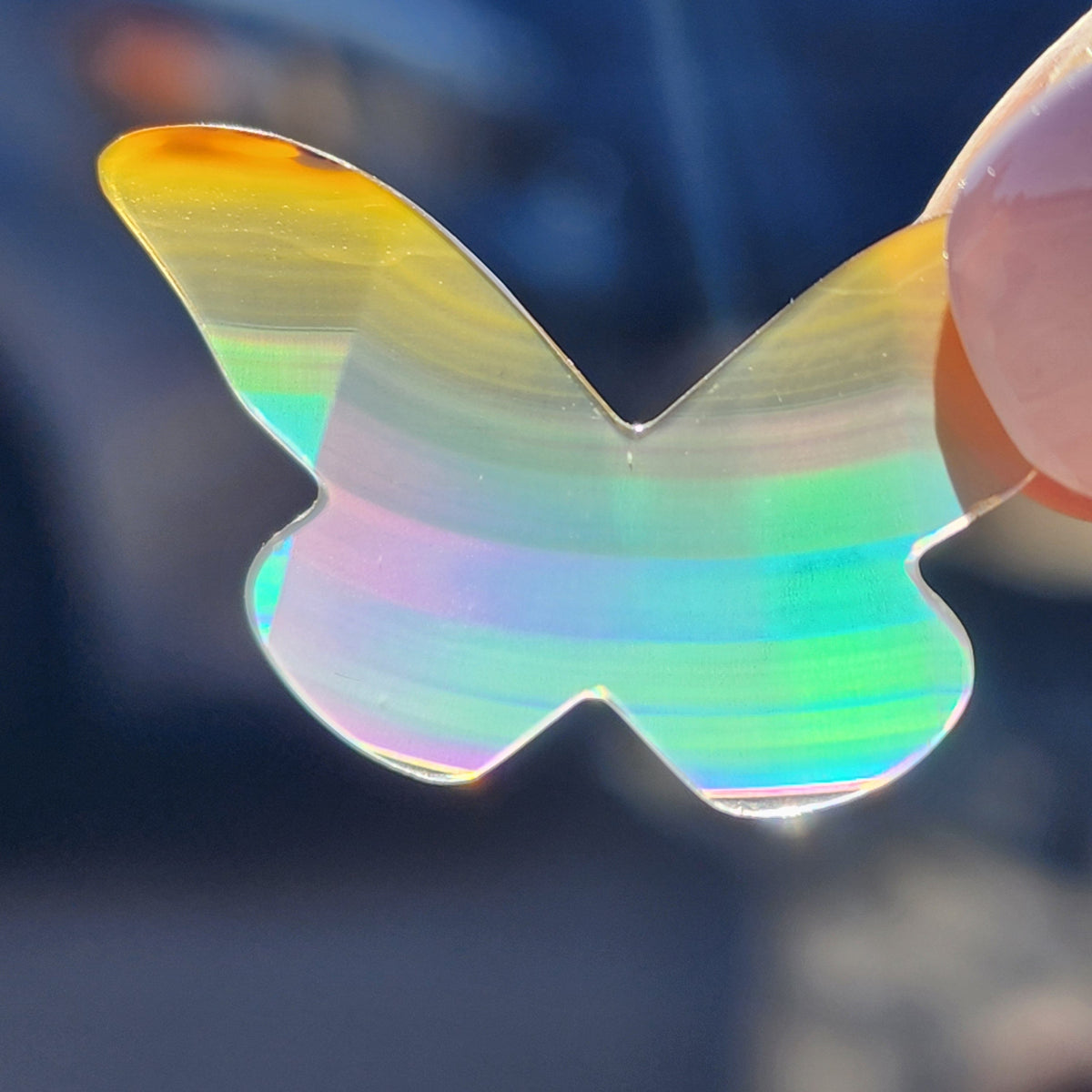 Rainbow Iris Agate Carving - Butterfly