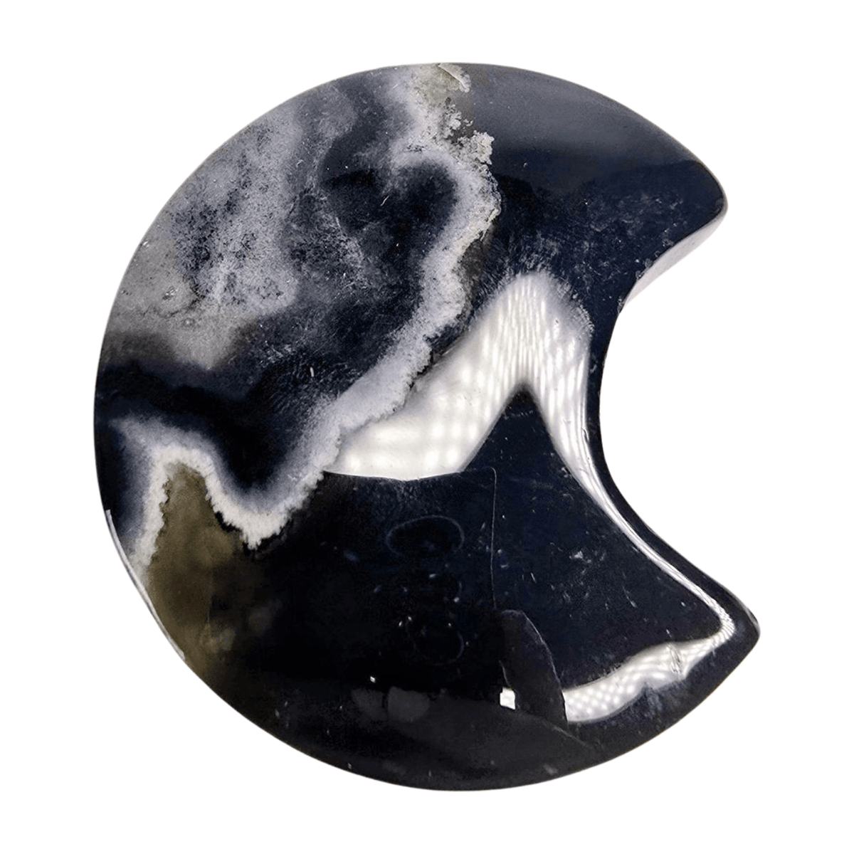 Black Flower Agate Moon
