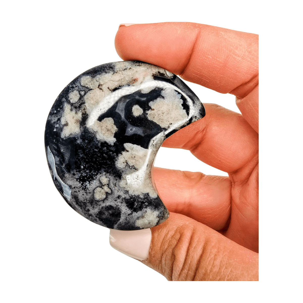 Black Flower Agate Moon