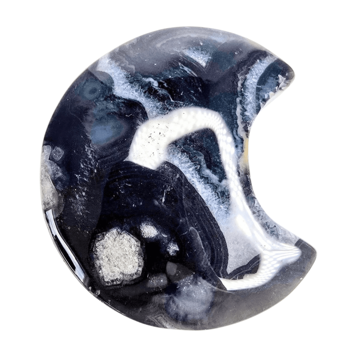 Black Flower Agate Moon