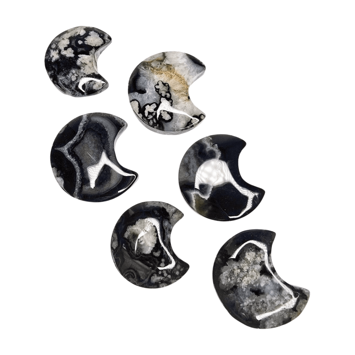 Black Flower Agate Moon