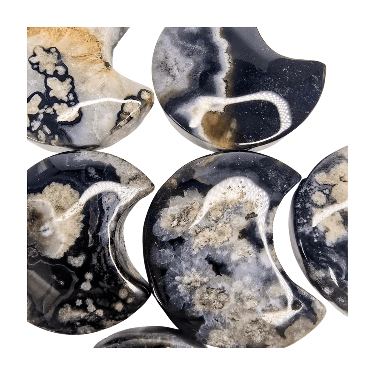 Black Flower Agate Moon