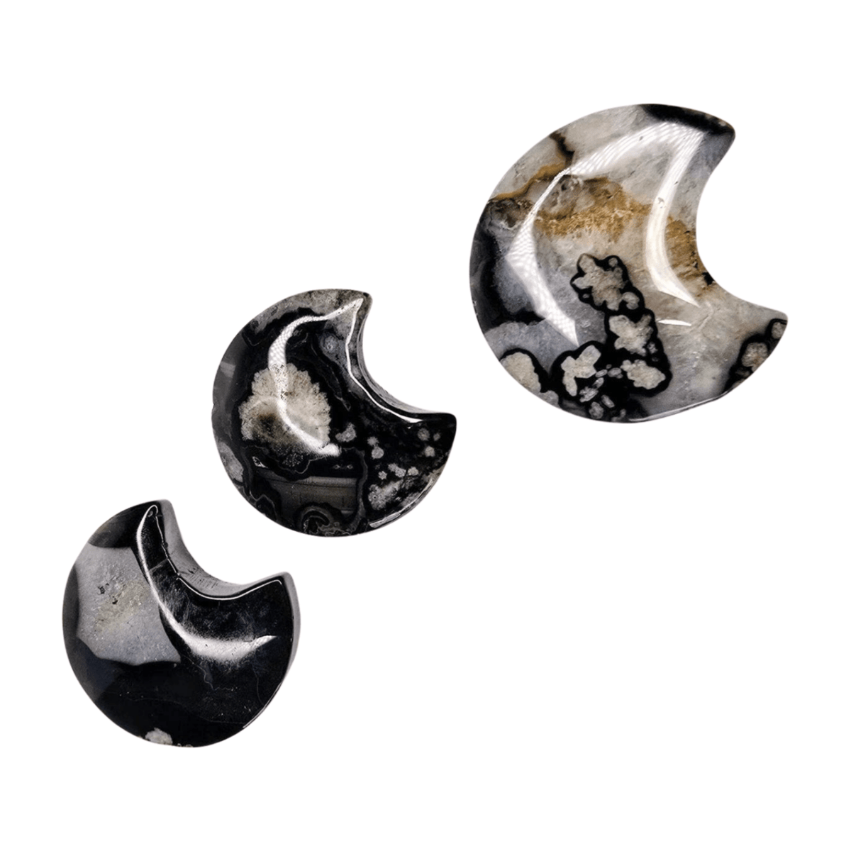 Black Flower Agate Moon