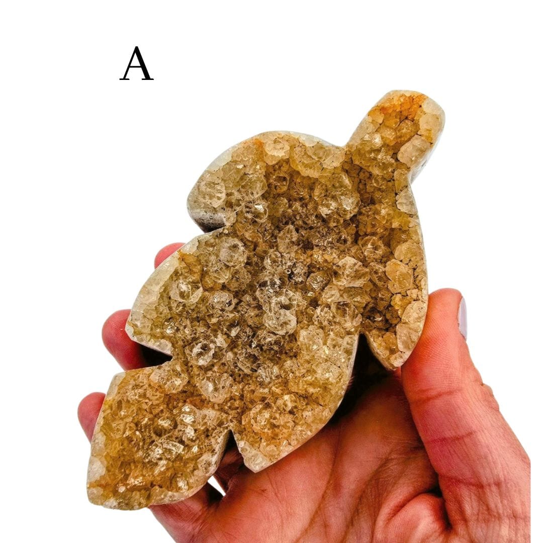Citrine Druzy Leaf