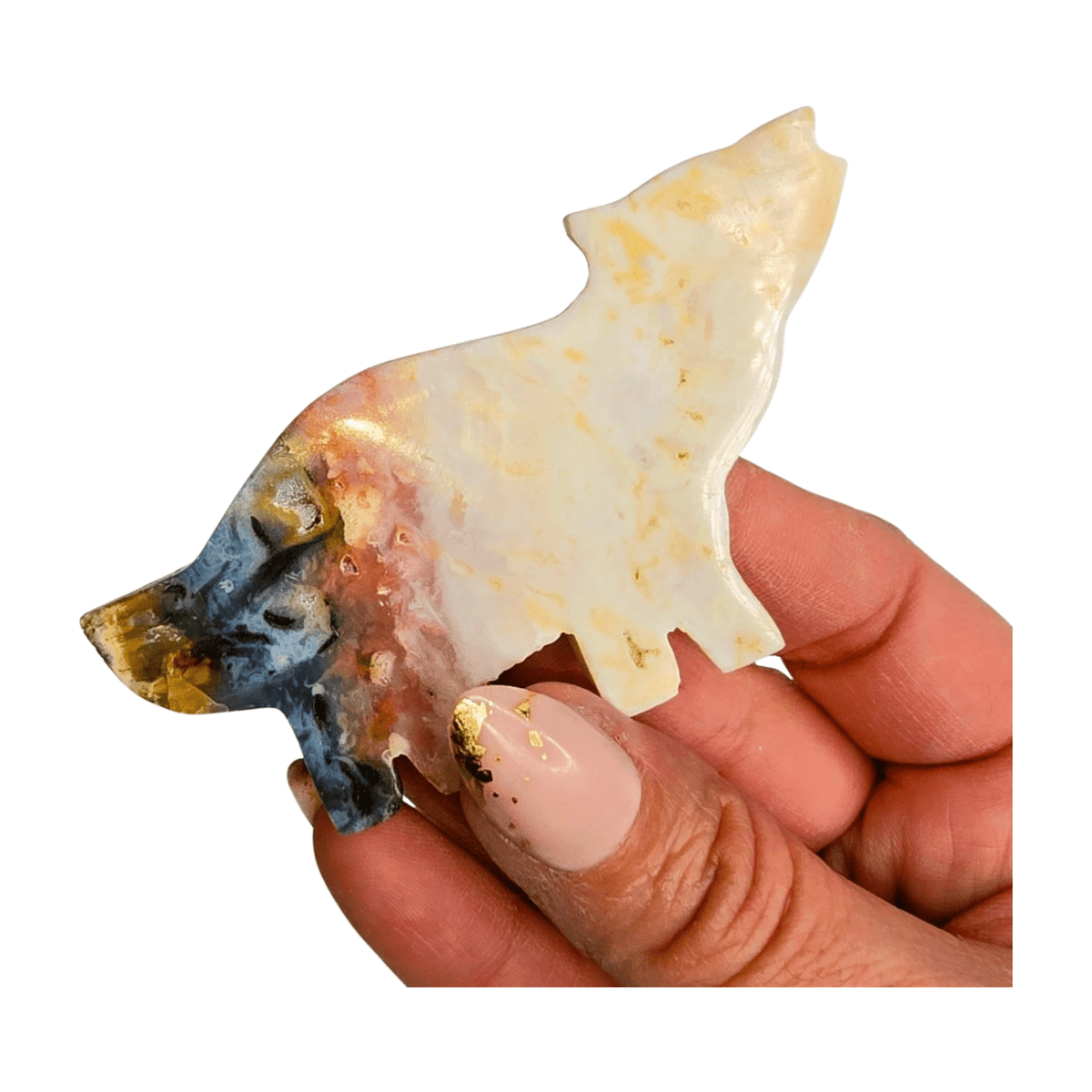 Dendritic Plum Agate Wolf