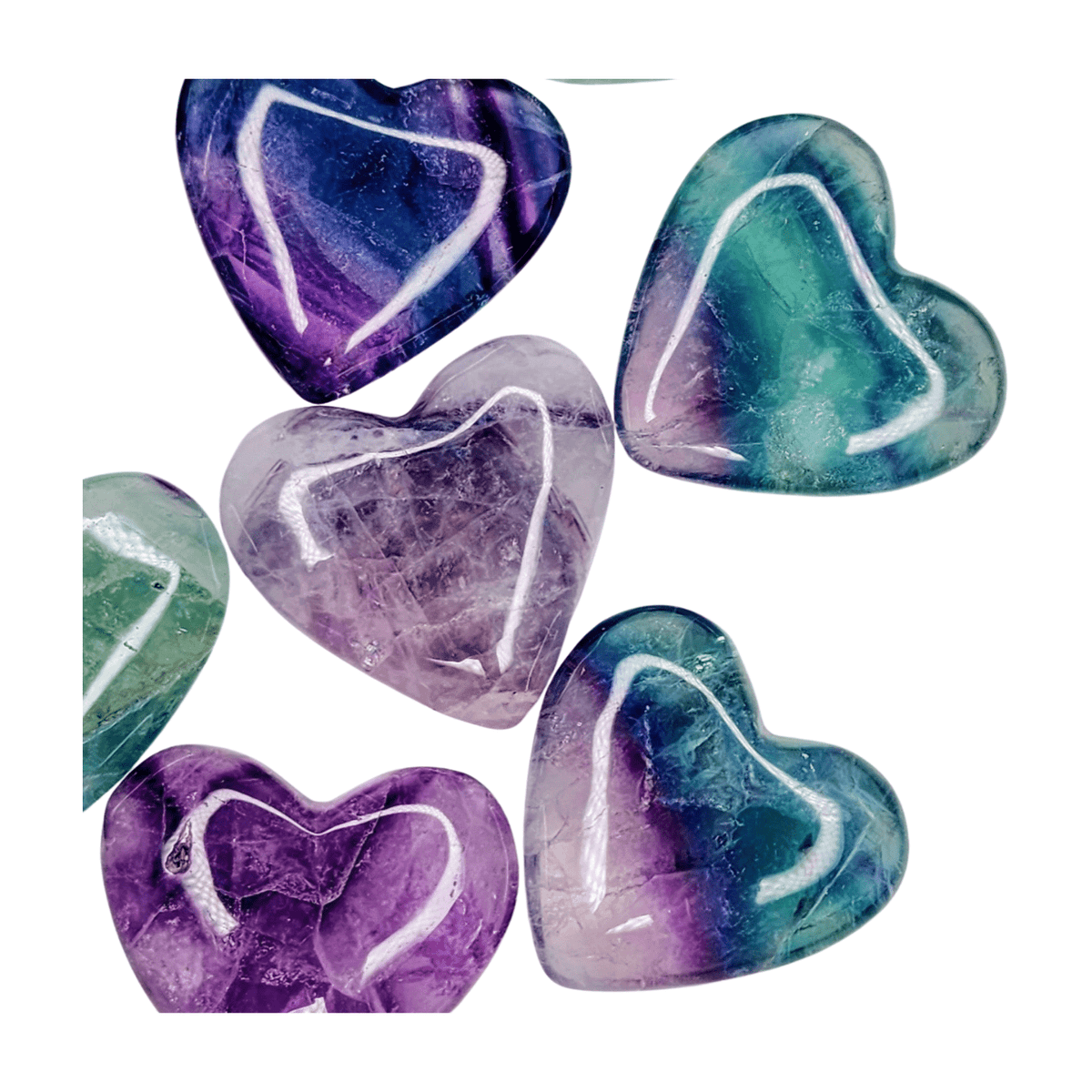 Rainbow Fluorite Heart - Mini