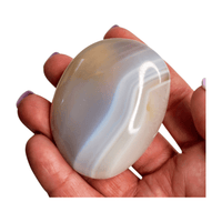 Gray Banded Agate Palm Stone