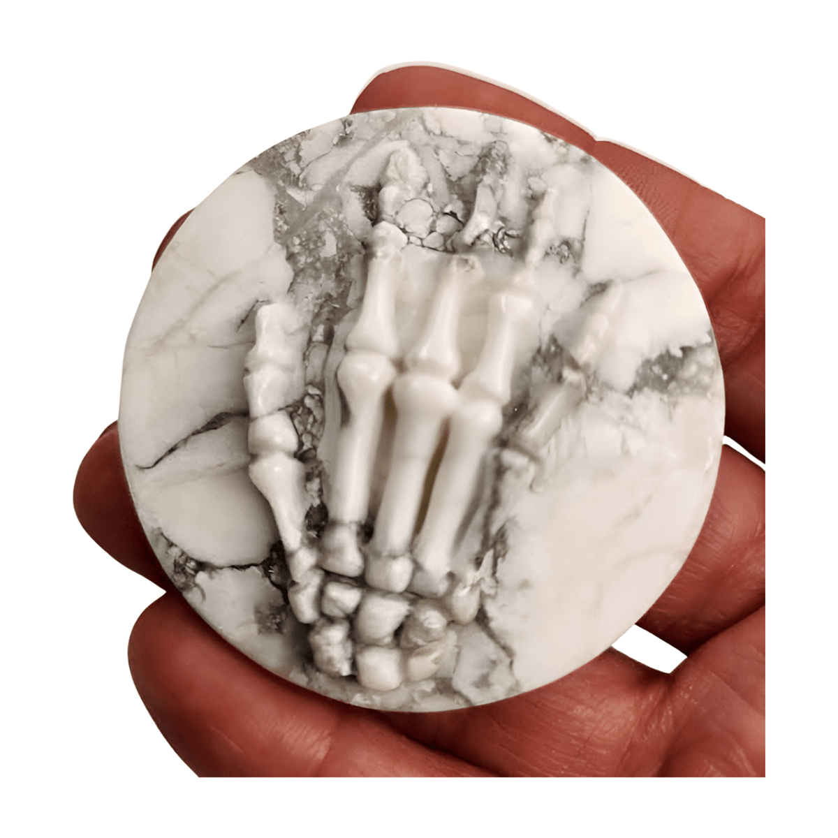 Howlite Skeleton Hand (Circle)