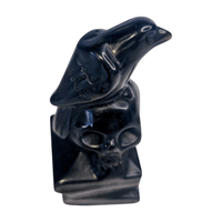 Obsidian Raven with Books