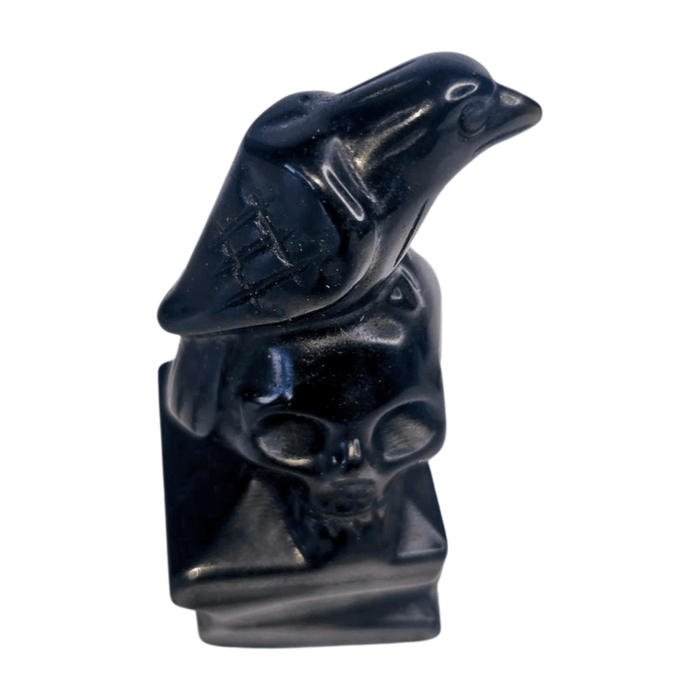 Obsidian Raven with Books
