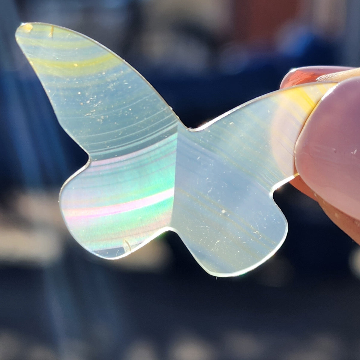 Rainbow Iris Agate Carving - Butterfly