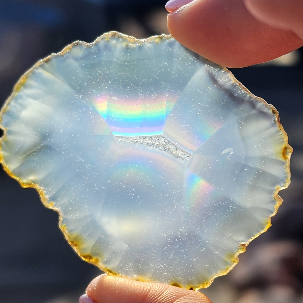 Rainbow Iris Agate Slice