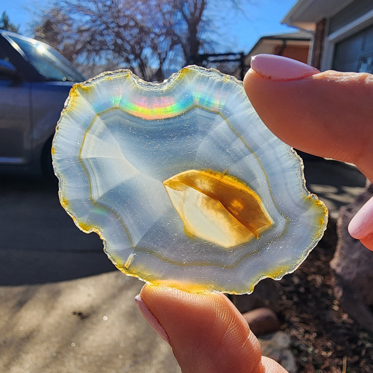 Rainbow Iris Agate Slice
