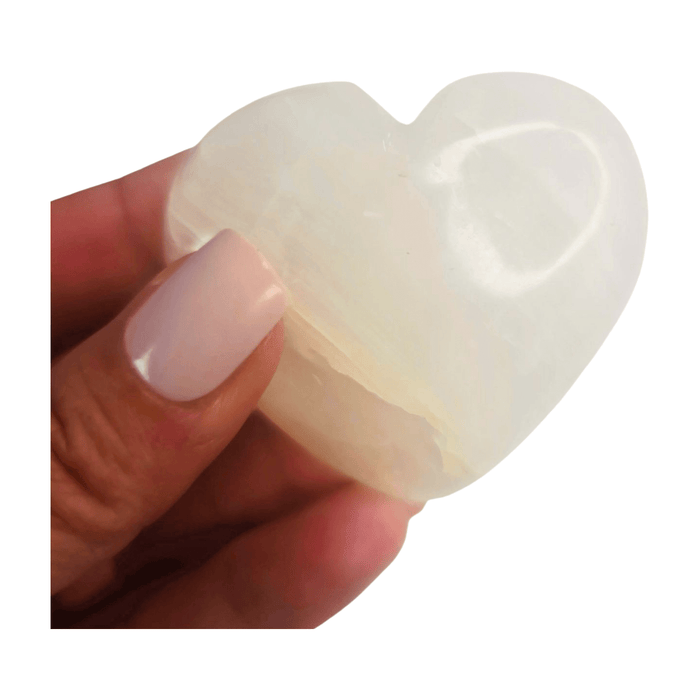 White Calcite Heart