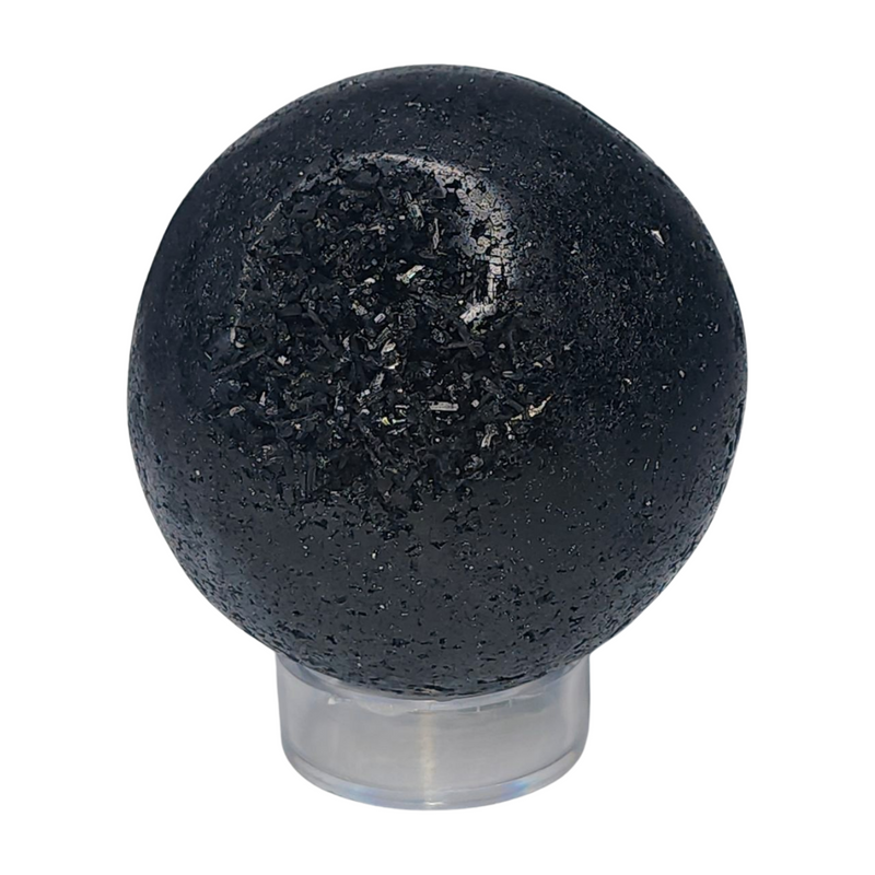 Black Tourmaline Sphere - Druzy Inclusions