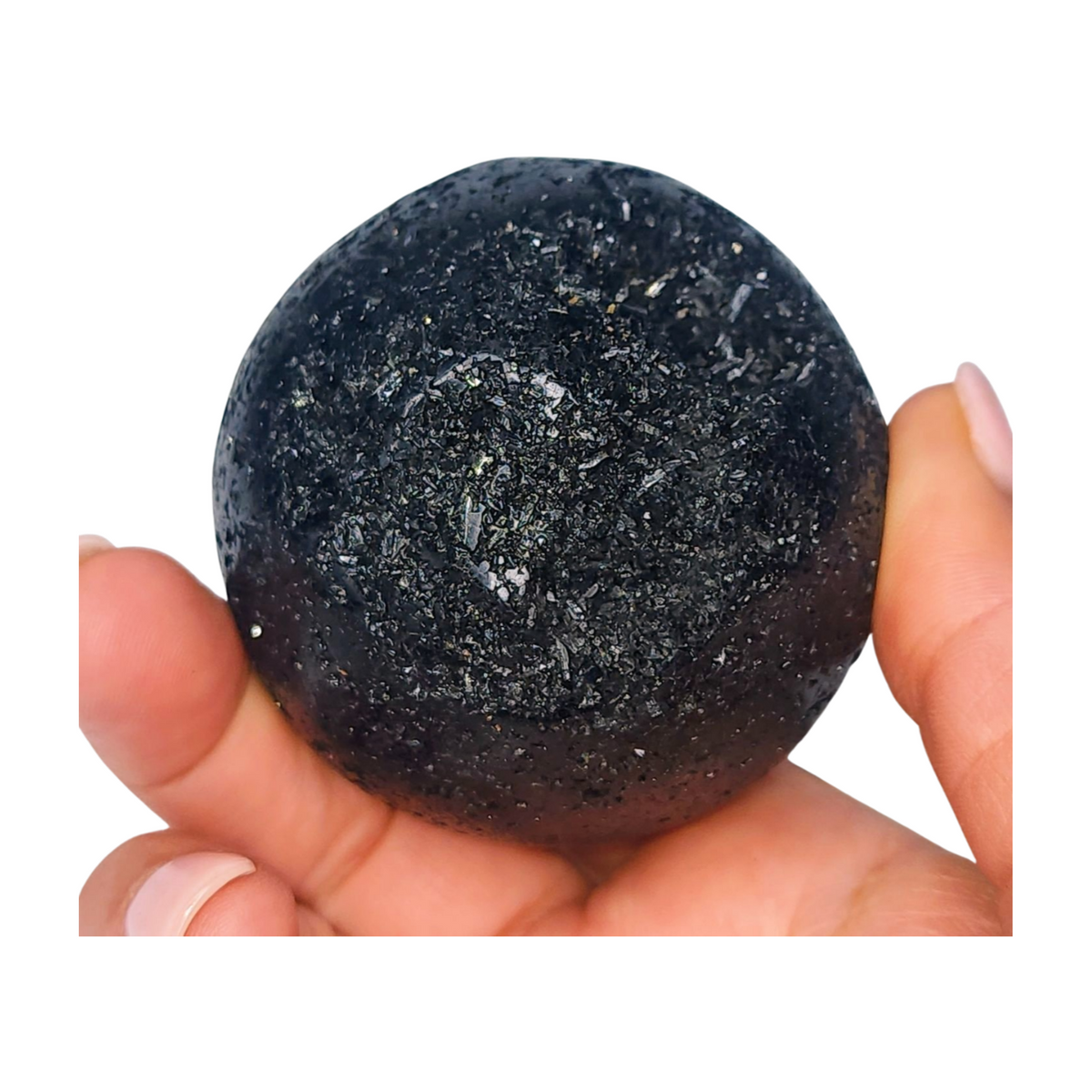 Black Tourmaline Sphere - Druzy Inclusions