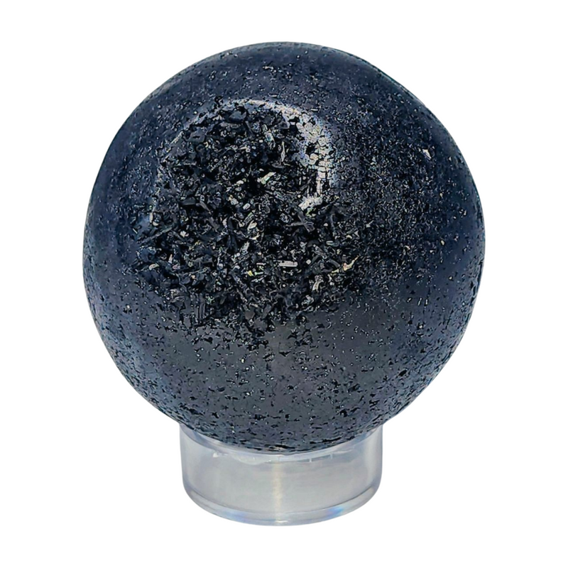 Black Tourmaline Sphere - Druzy Inclusions