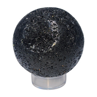 Black Tourmaline Sphere - Druzy Inclusions