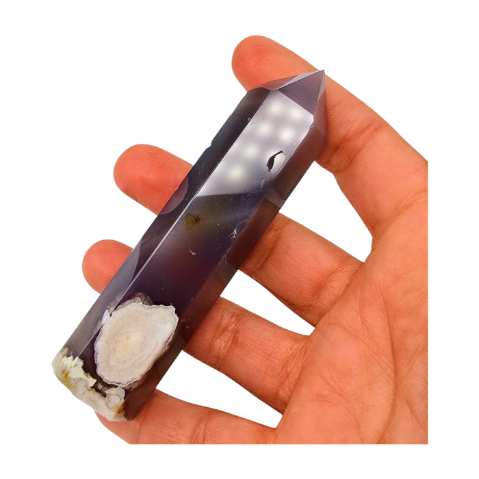 Black Flower Agate Tower