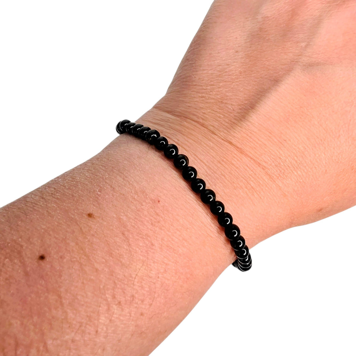 Black Tourmaline Bracelet on Wrist 