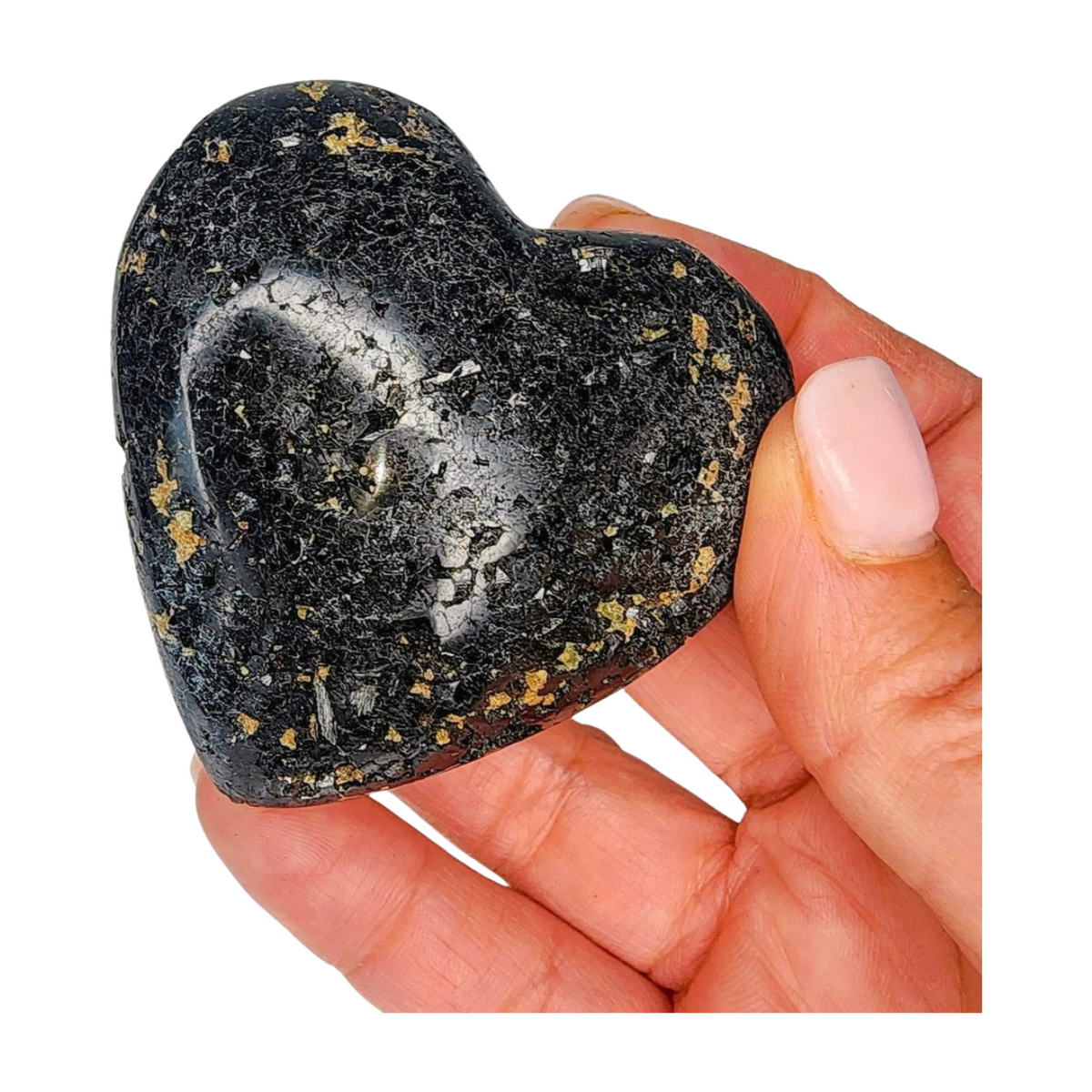 Black Tourmaline Heart with Druzy