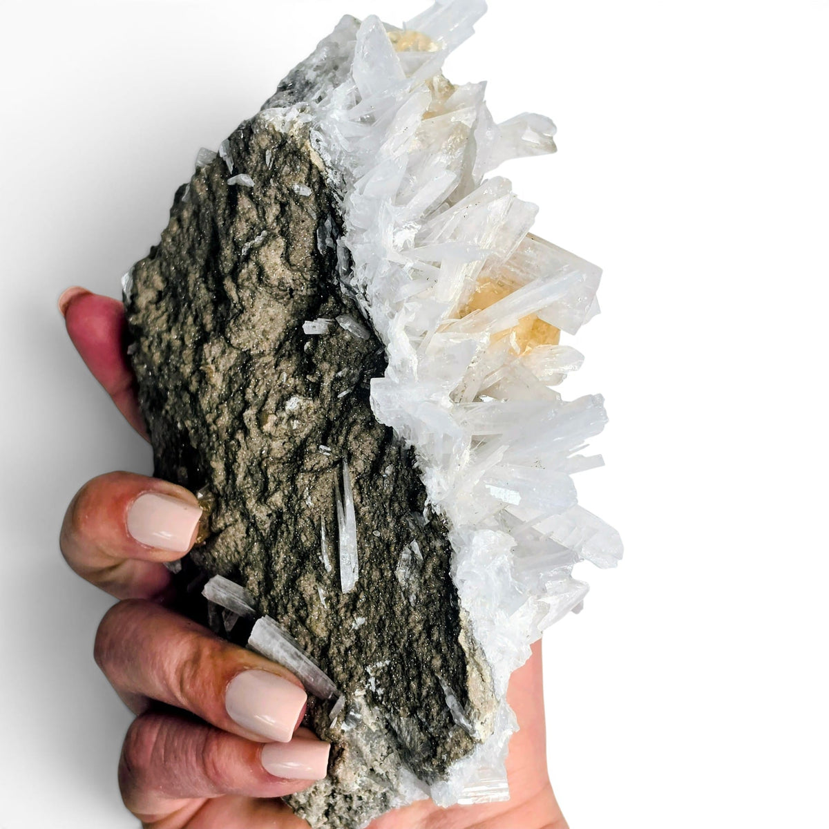 White Celestite with Calcite Specimen