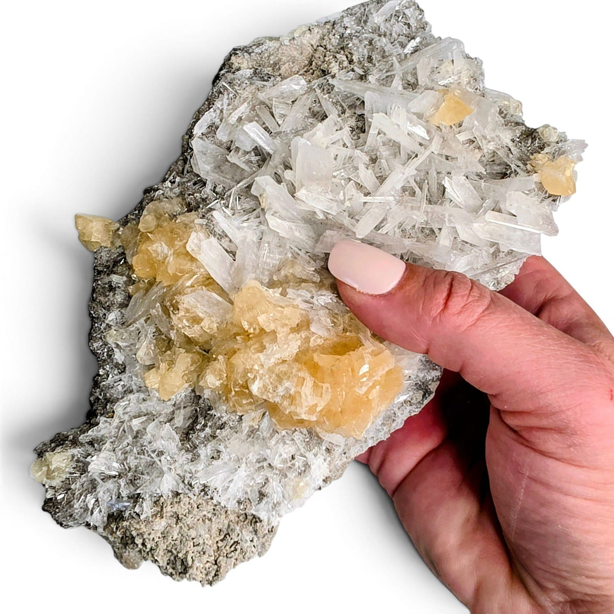White Celestite with Calcite Specimen