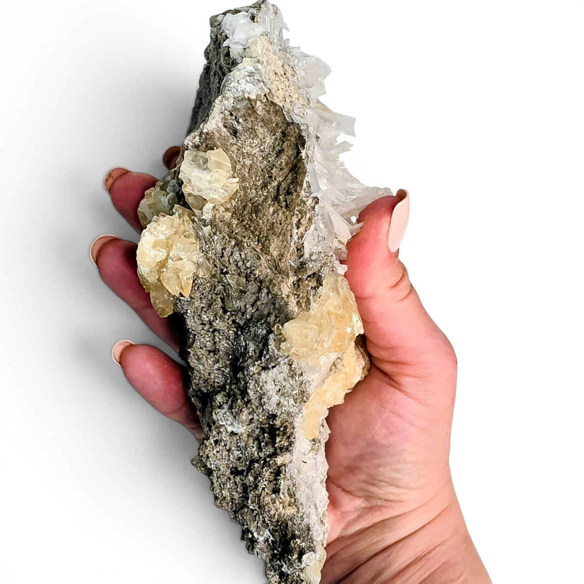 White Celestite with Calcite Specimen