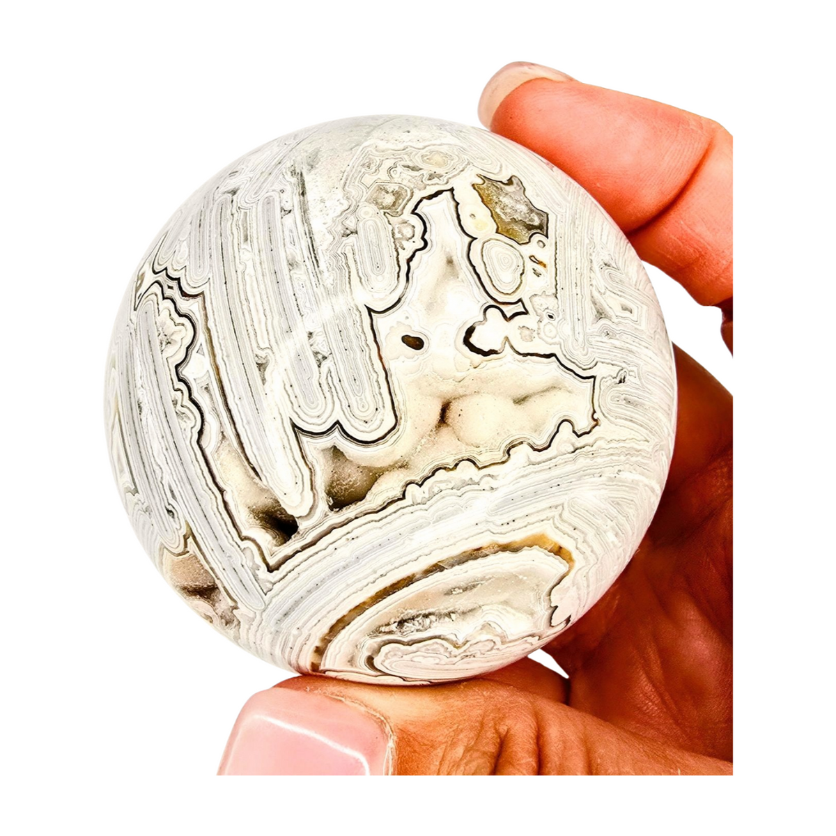 White Crazy Lace Agate Sphere