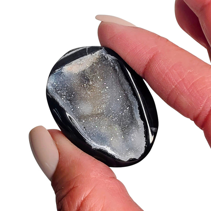 Druzy Black Agate Pocket Stone
