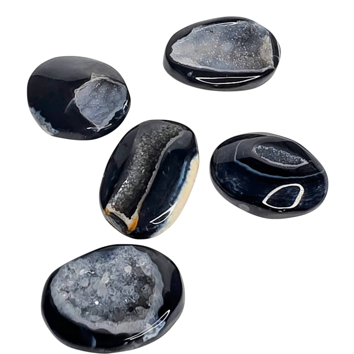 Druzy Black Agate Pocket Stone