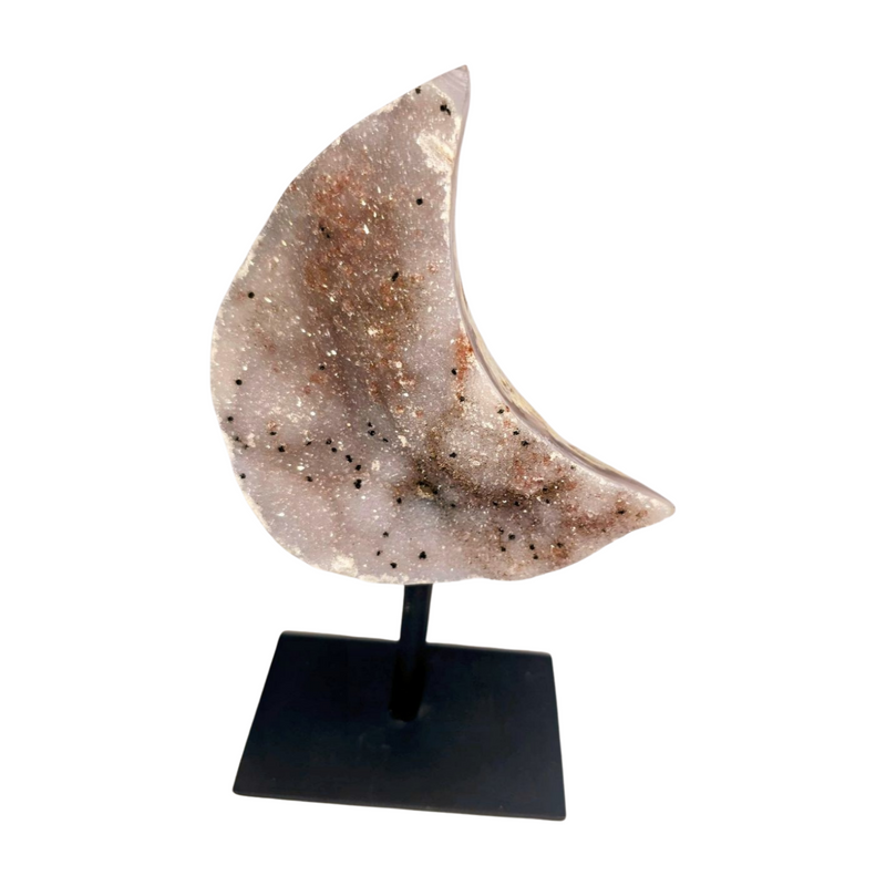 Druzy Agate Moon on Stand