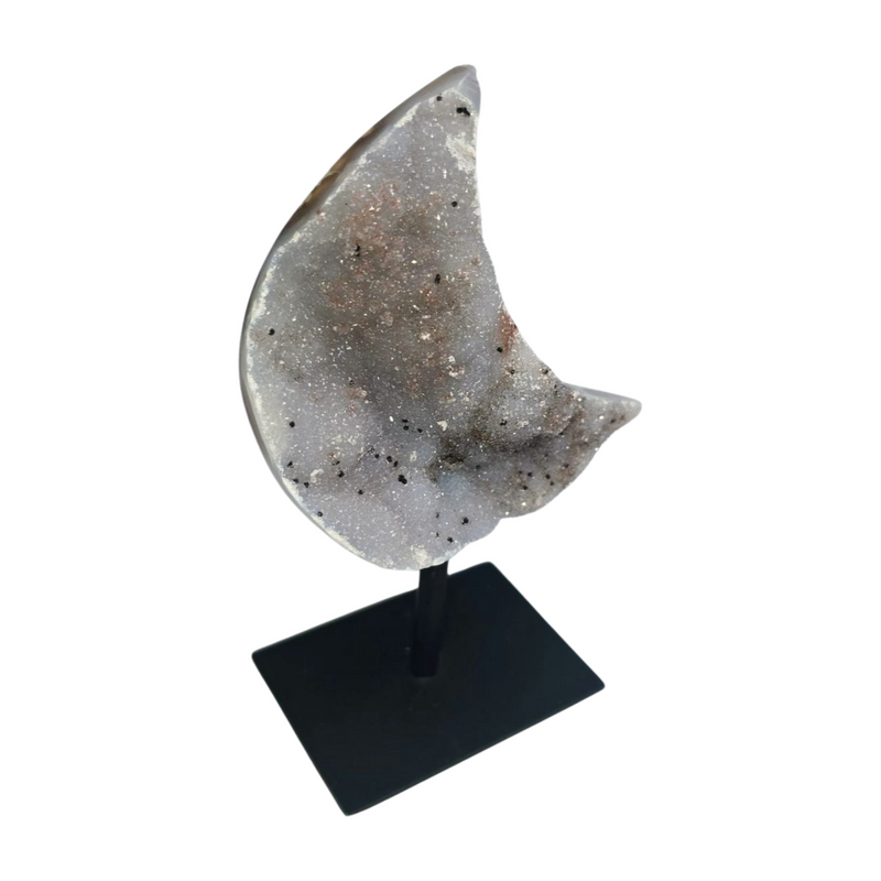 Druzy Agate Moon on Stand
