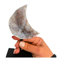 Druzy Agate Moon on Stand