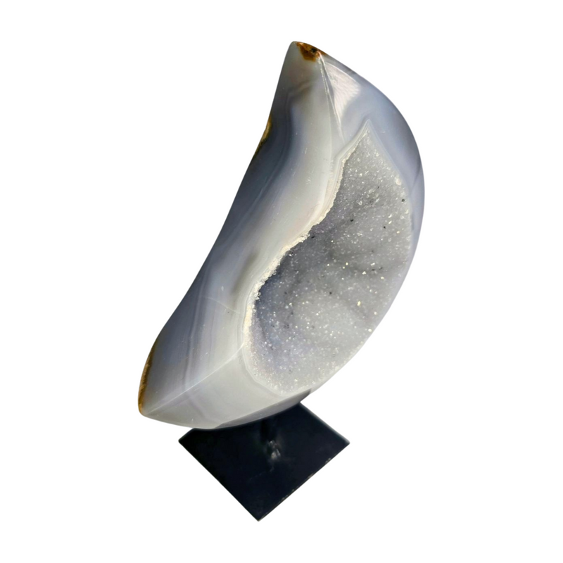 Druzy Agate Moon on Stand