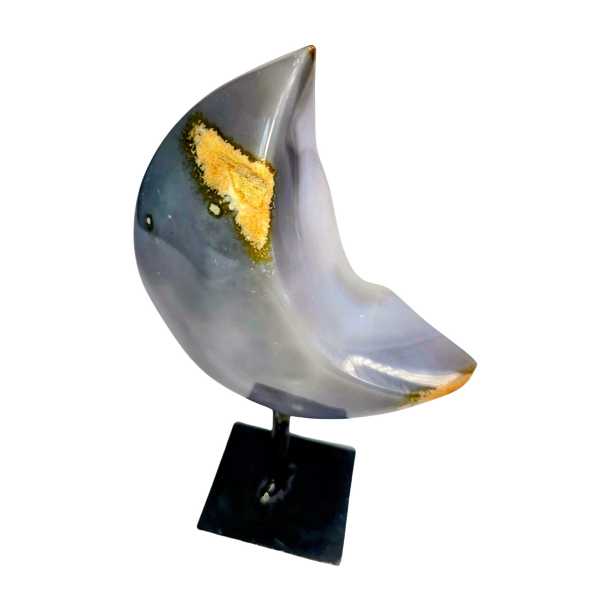 Druzy Agate Moon on Stand