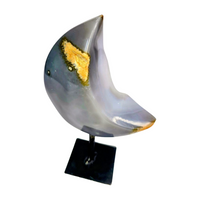 Druzy Agate Moon on Stand