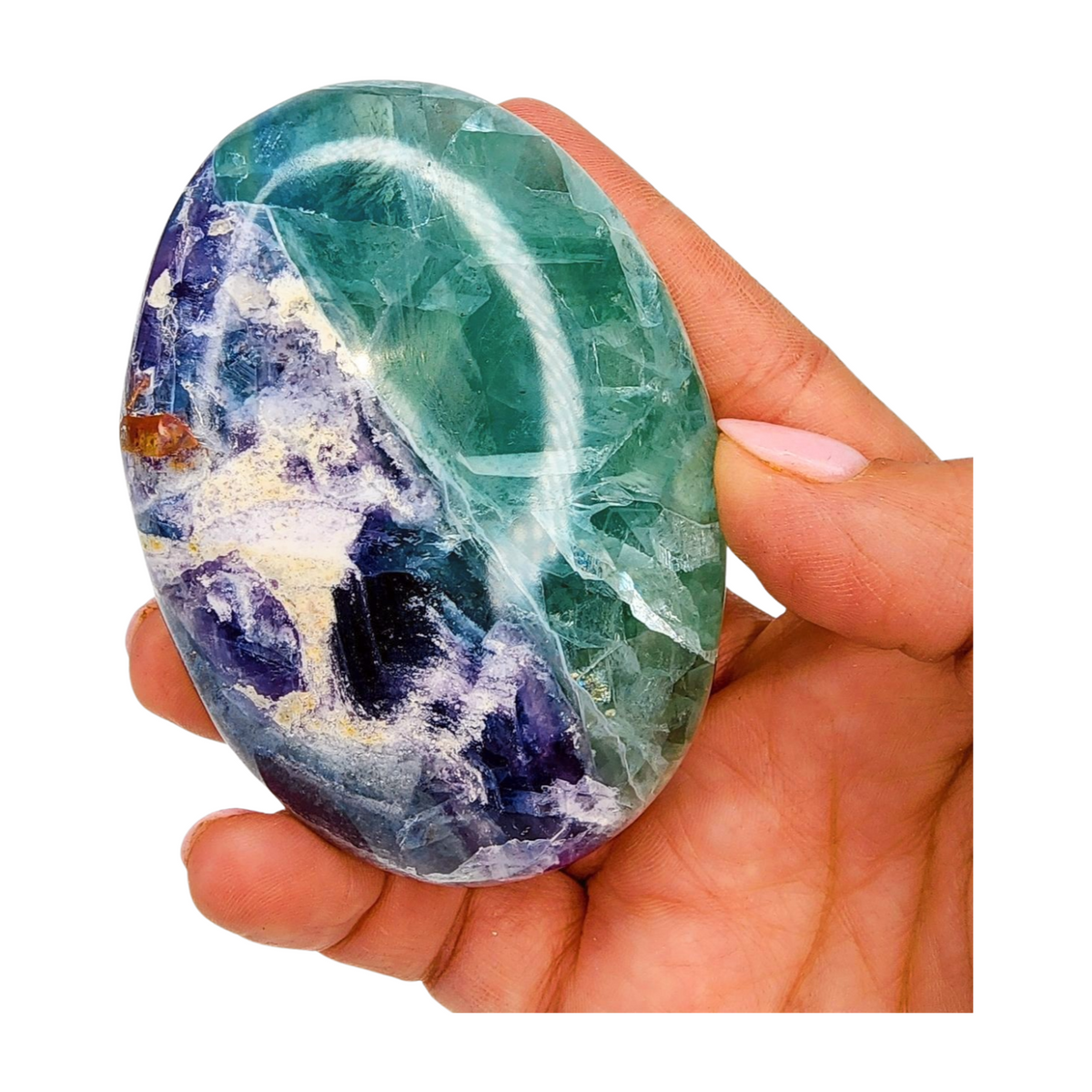 Fluorite Palm Stone - Large