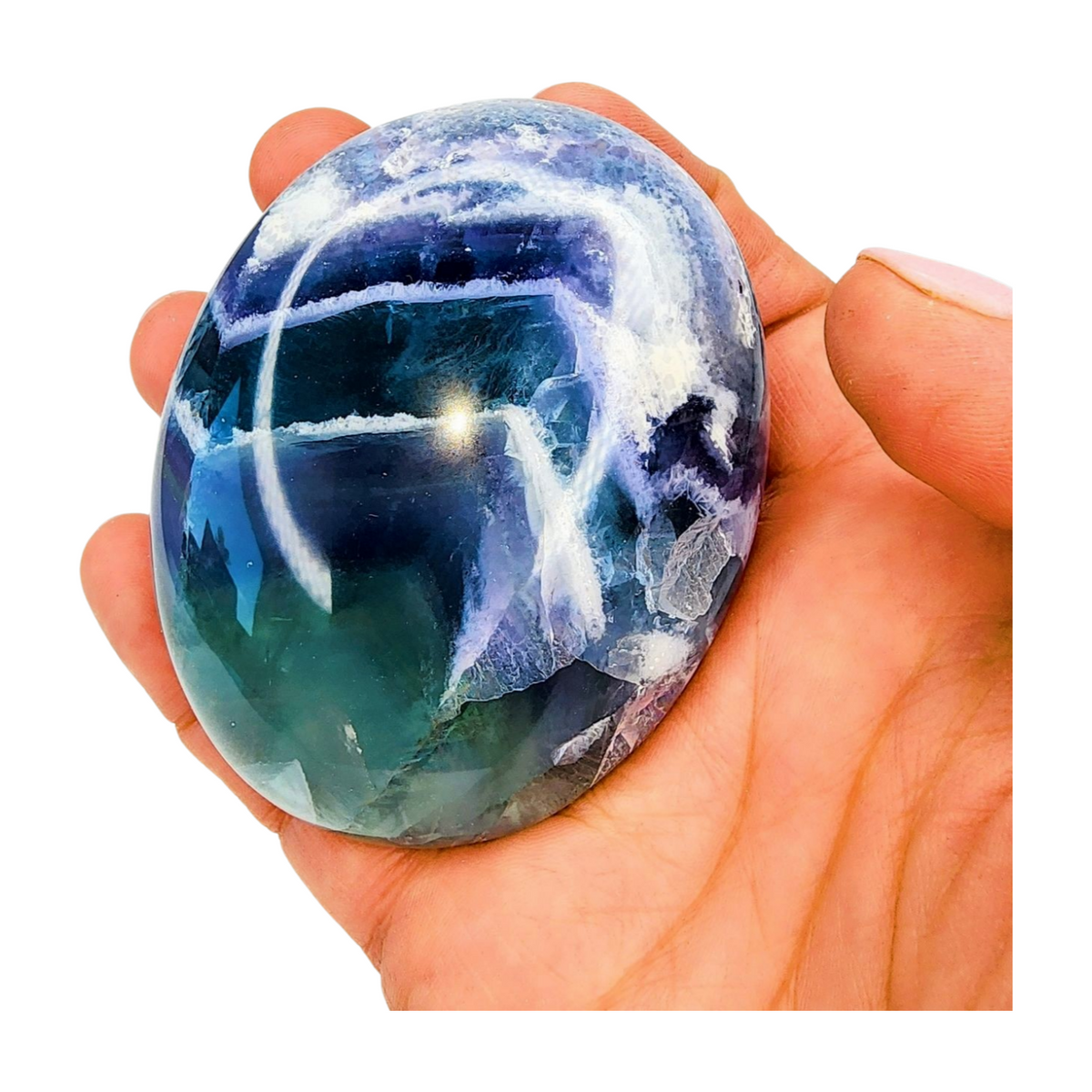 Fluorite Palm Stone - Large