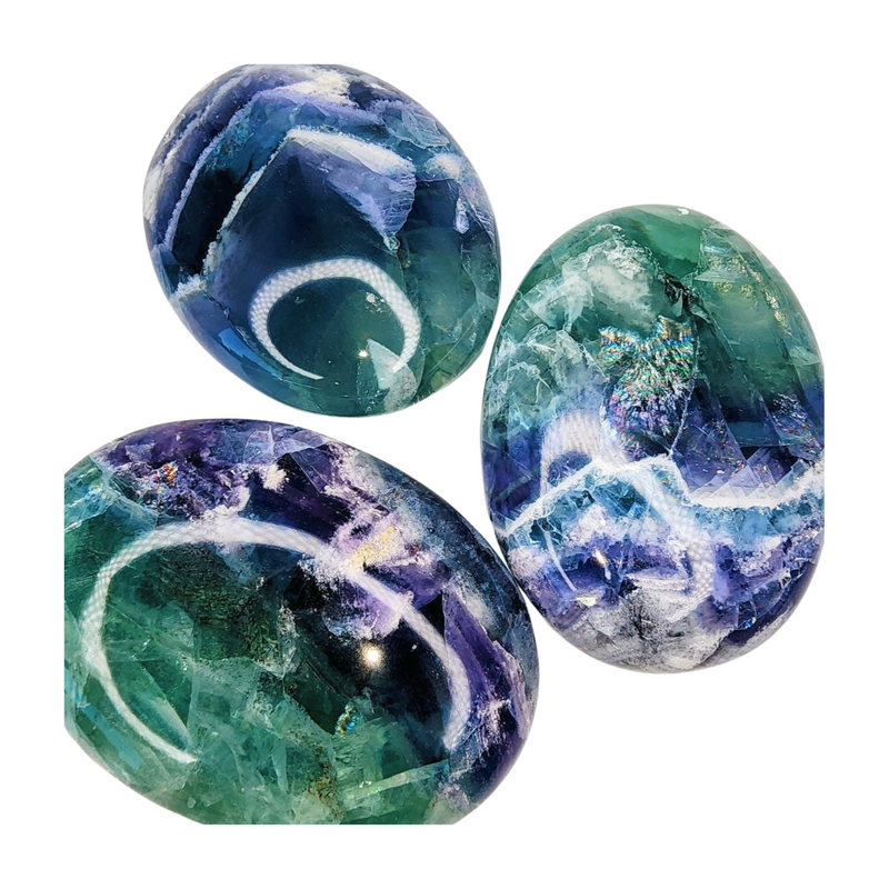 Fluorite Palm Stone - Large