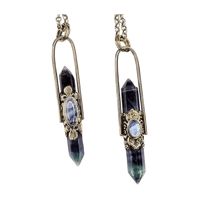 Fluorite and Moonstone Pendant - 30 in