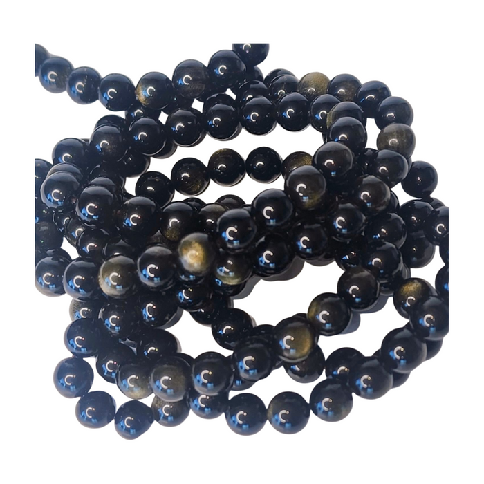 Gold Sheen Obsidian Beaded Bracelet