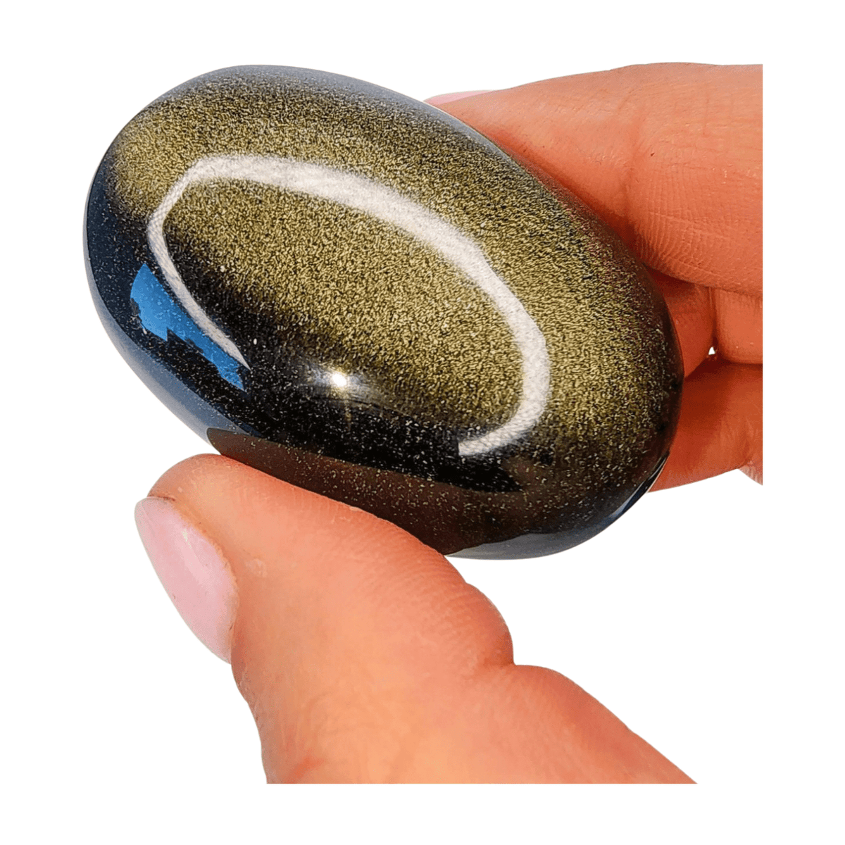 Gold Sheen Obsidian Palm Stone - Small