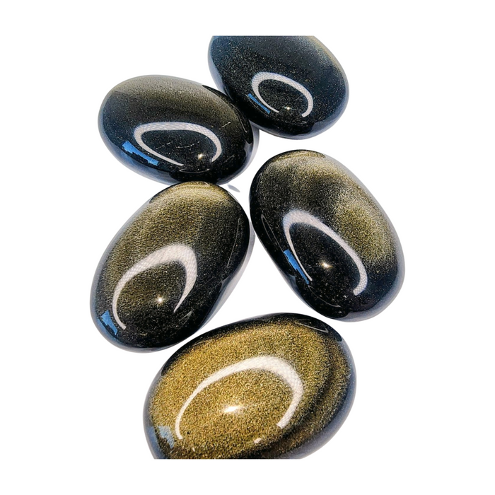 Gold Sheen Obsidian Palm Stone - Small