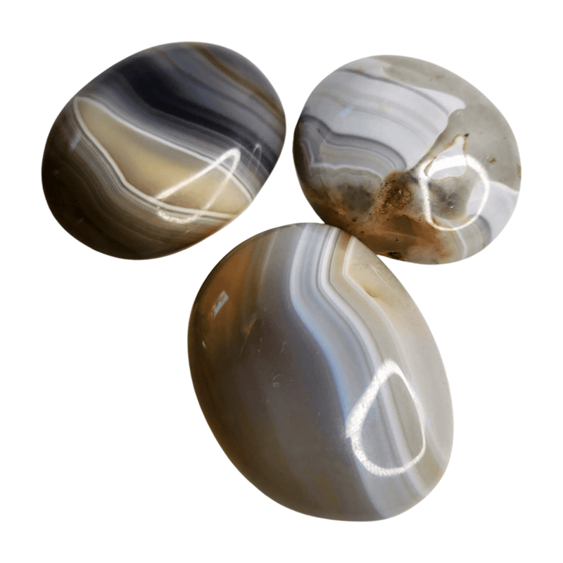 Gray Banded Agate Palm Stone