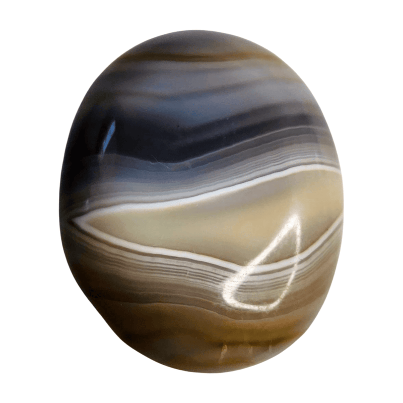 Gray Banded Agate Palm Stone