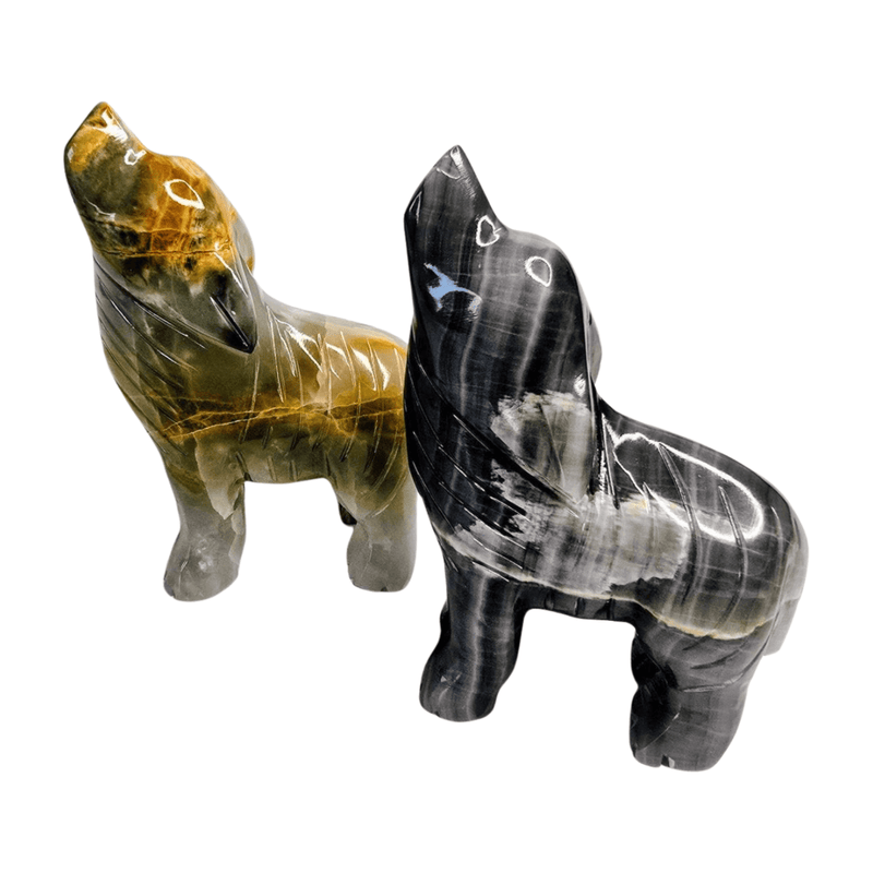 Gray Calcite Wolf - Large