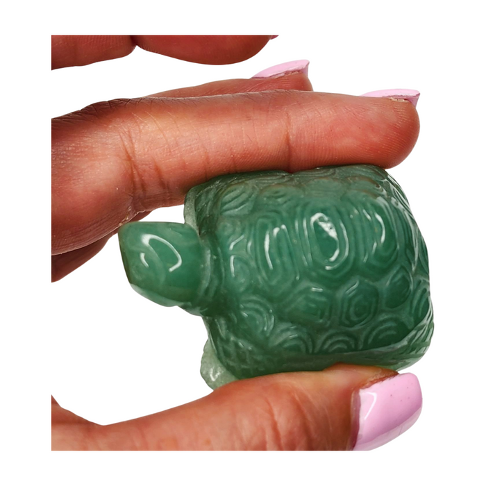 Green Aventurine Tortoise - Size Reference