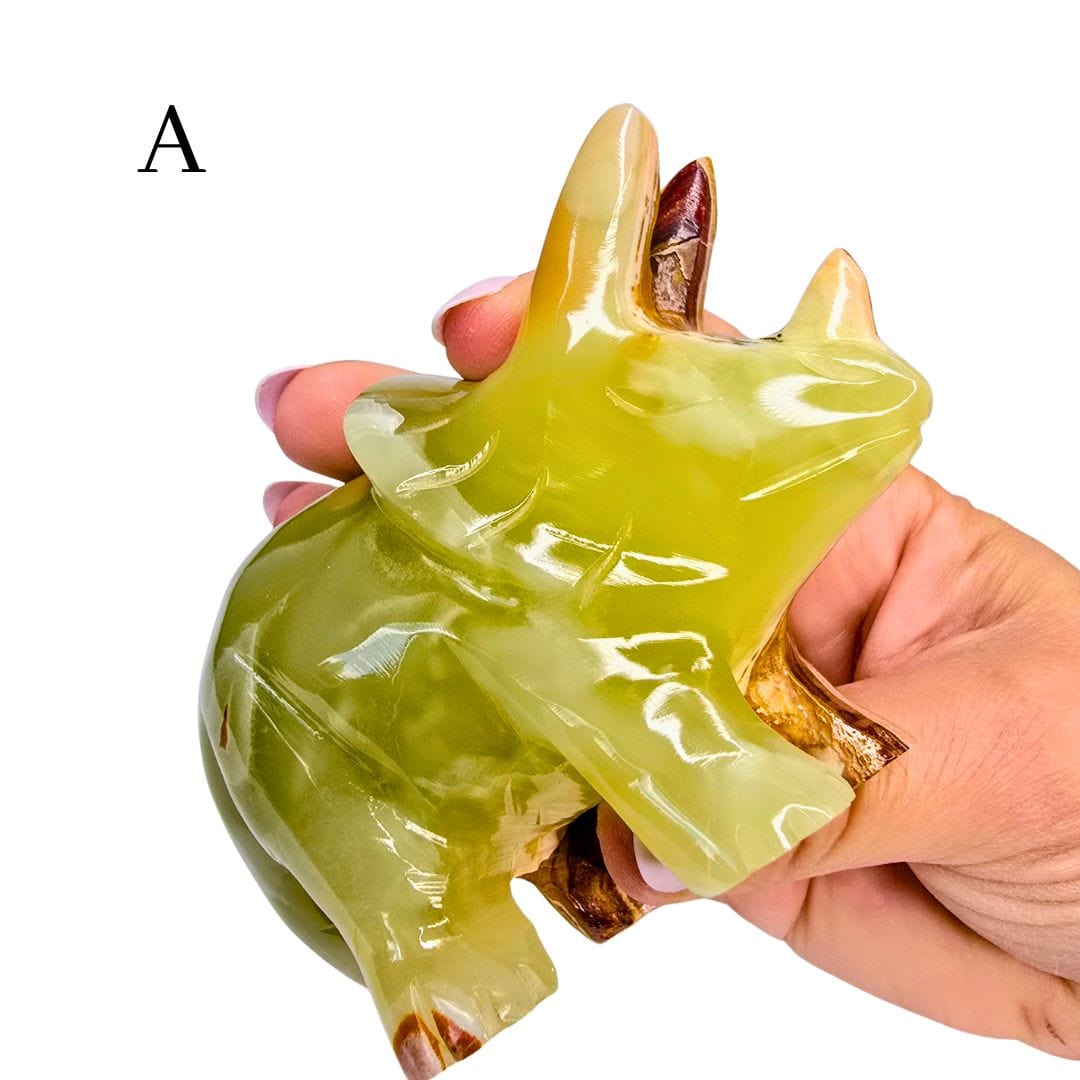 Green Calcite Triceratops