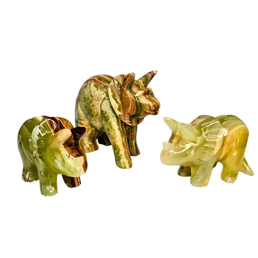 Green Calcite Triceratops - Extra Large